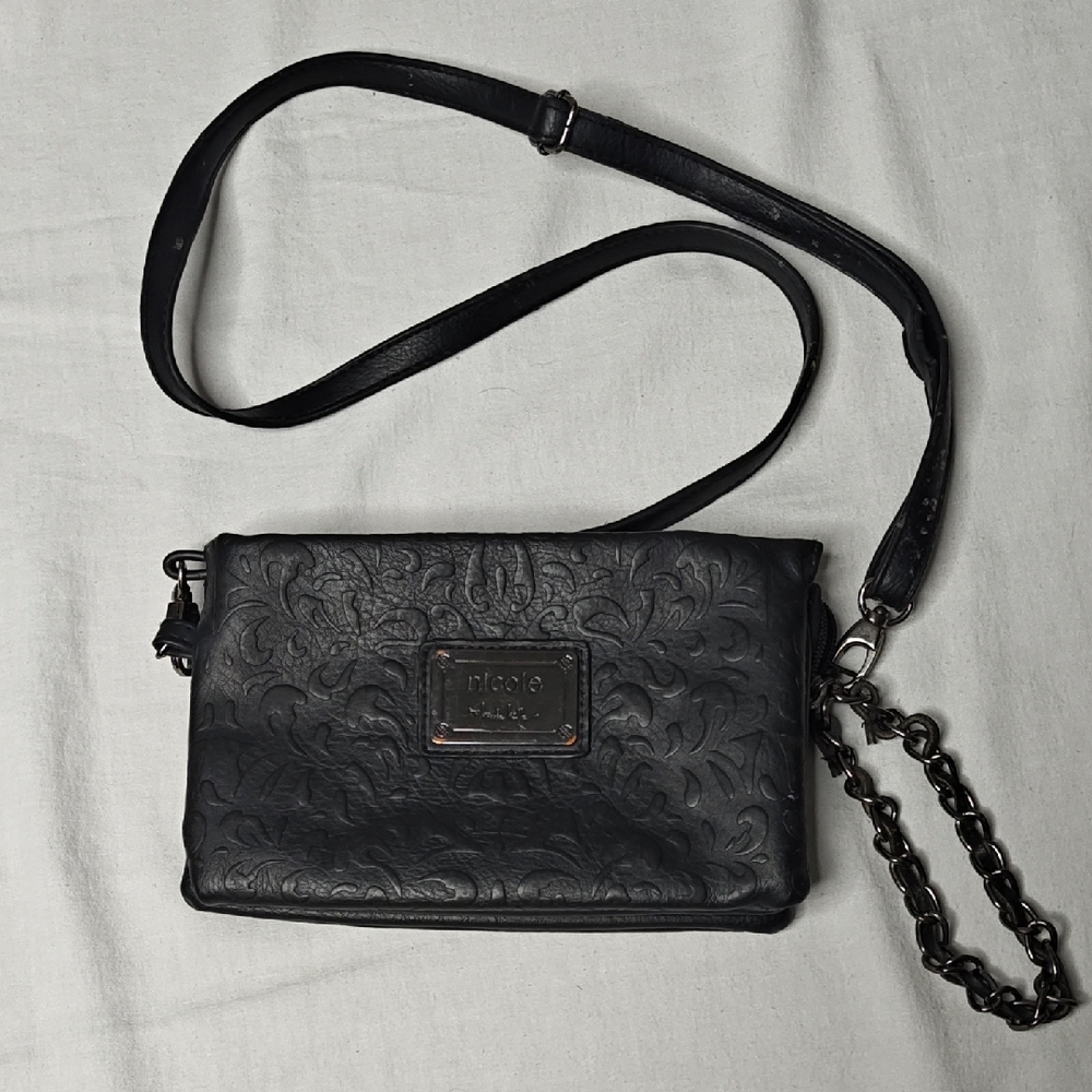 Nicole Miller Black Crossbody Bag with Chain Strap